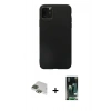 MARSİLYAN™- iPhone 11 Pro Max Kılıf Kozmos Yansıma Özel Seri - Siyah 360 Mat Full Body Arka Koruyucu + Pers Alüminyum Kamera Lens - YL