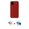 MARSİLYAN™- iPhone 11 Pro Max Kılıf Kozmos Yansıma Özel Seri - Siyah 3D Antistatik Cam Ekran Koruyucu + Kırmızı Pers Alüminyum Kamera Lens