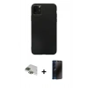 MARSİLYAN™- iPhone 11 Pro Max Kılıf Kozmos Yansıma Özel Seri - Siyah 3D Antistatik Hayalet Cam Ekran Koruyucu + Pers Alüminyum Kamera Lens - YL