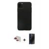 MARSİLYAN™- iPhone 11 Pro Max Kılıf Kozmos Yansıma Özel Seri - Siyah 3D Antistatik Hayalet Cam Ekran Koruyucu + Pers Alüminyum Kamera Lens - KI