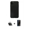 MARSİLYAN™- iPhone 11 Pro Max Kılıf Kozmos Yansıma Özel Seri - Siyah 3D Antistatik Hayalet Cam Ekran Koruyucu + Şeffaf Kamera Lens Koruma Cam