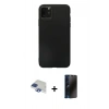 MARSİLYAN™- iPhone 11 Pro Max Kılıf Kozmos Yansıma Özel Seri - Siyah 3D Antistatik Hayalet Cam Ekran Koruyucu + Pers Alüminyum Kamera Lens - LT