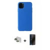 MARSİLYAN™- iPhone 11 Pro Max Kılıf Kozmos Yansıma Özel Seri - Siyah 3D Antistatik Hayalet Cam Ekran Koruyucu + Pers Alüminyum Kamera Lens - YL