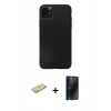 MARSİLYAN™- iPhone 11 Pro Max Kılıf Kozmos Yansıma Özel Seri - Siyah 3D Antistatik Hayalet Cam Ekran Koruyucu + Renkli Kamera Lens Koruma Cam - SI