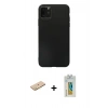MARSİLYAN™- iPhone 11 Pro Max Kılıf Kozmos Yansıma Özel Seri - Siyah Polymer Nano Ekran Koruyucu + Sarı Renkli Kamera Lens Koruma Cam