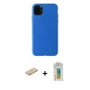 MARSİLYAN™- iPhone 11 Pro Max Kılıf Kozmos Yansıma Özel Seri - Siyah Polymer Nano Ekran Koruyucu + Sarı Renkli Kamera Lens Koruma Cam