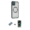MARSİLYAN™- iPhone 11 Pro Max Kılıf Kutup Modern - Şeffaf 360 Full Body Arka Koruyucu + Metal Kamera Lens Koruma Cam - AKYL