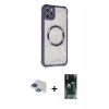 MARSİLYAN™- iPhone 11 Pro Max Kılıf Kutup Modern - Şeffaf 360 Full Body Arka Koruyucu + Pers Alüminyum Kamera Lens - LT