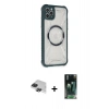 MARSİLYAN™- iPhone 11 Pro Max Kılıf Kutup Modern - Şeffaf 360 Full Body Arka Koruyucu + Pers Alüminyum Kamera Lens - SH