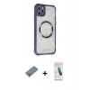 MARSİLYAN™- iPhone 11 Pro Max Kılıf Kutup Modern - Şeffaf Pasifik Cam Ekran Koruyucu + Metal Kamera Lens Koruma Cam - GS