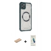 MARSİLYAN™- iPhone 11 Pro Max Kılıf Kutup Modern - Şeffaf Pasifik Cam Ekran Koruyucu + Renkli Kamera Lens Koruma Cam - PE