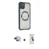 MARSİLYAN™- iPhone 11 Pro Max Kılıf Kutup Modern - Şeffaf Pasifik Cam Ekran Koruyucu + Pers Alüminyum Kamera Lens - SH