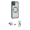 MARSİLYAN™- iPhone 11 Pro Max Kılıf Kutup Modern - Şeffaf Pasifik Cam Ekran Koruyucu + Pers Alüminyum Kamera Lens - LT
