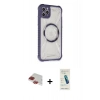 MARSİLYAN™- iPhone 11 Pro Max Kılıf Kutup Modern - Şeffaf Pasifik Cam Ekran Koruyucu + Pers Alüminyum Kamera Lens - KI