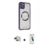 MARSİLYAN™- iPhone 11 Pro Max Kılıf Kutup Modern - Şeffaf Pasifik Cam Ekran Koruyucu + Pers Alüminyum Kamera Lens - YL
