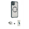 MARSİLYAN™- iPhone 11 Pro Max Kılıf Kutup Modern - Şeffaf Pasifik Cam Ekran Koruyucu + Pers Alüminyum Kamera Lens - YL