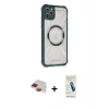 MARSİLYAN™- iPhone 11 Pro Max Kılıf Kutup Modern - Şeffaf Pasifik Cam Ekran Koruyucu + Pers Alüminyum Kamera Lens - KI