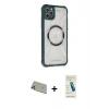 MARSİLYAN™- iPhone 11 Pro Max Kılıf Kutup Modern - Şeffaf Pasifik Cam Ekran Koruyucu + Rainbow Kamera Lens Koruma Cam - GD