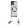 MARSİLYAN™- iPhone 11 Pro Max Kılıf Kutup Modern - Şeffaf Pasifik Cam Ekran Koruyucu + Shine Kamera Lens Koruma Cam - GD