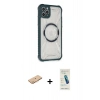 MARSİLYAN™- iPhone 11 Pro Max Kılıf Kutup Modern - Şeffaf Pasifik Cam Ekran Koruyucu + Renkli Kamera Lens Koruma Cam - TU
