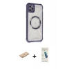MARSİLYAN™- iPhone 11 Pro Max Kılıf Kutup Modern - Şeffaf Pasifik Cam Ekran Koruyucu + Renkli Kamera Lens Koruma Cam - TU