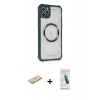 MARSİLYAN™- iPhone 11 Pro Max Kılıf Kutup Modern - Şeffaf Pasifik Cam Ekran Koruyucu + Renkli Kamera Lens Koruma Cam - YL