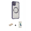 MARSİLYAN™- iPhone 11 Pro Max Kılıf Kutup Modern - Şeffaf Pasifik Cam Ekran Koruyucu + Renkli Kamera Lens Koruma Cam - YL