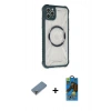 MARSİLYAN™- iPhone 11 Pro Max Kılıf Kutup Modern - Siyah 18D Cam Ekran Koruyucu + Metal Kamera Lens Koruma Cam - AKYL