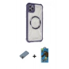 MARSİLYAN™- iPhone 11 Pro Max Kılıf Kutup Modern - Siyah 18D Cam Ekran Koruyucu + Shine Kamera Lens Koruma Cam - GI