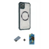 MARSİLYAN™- iPhone 11 Pro Max Kılıf Kutup Modern - Siyah 18D Cam Ekran Koruyucu + Shine Kamera Lens Koruma Cam - GD