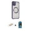 MARSİLYAN™- iPhone 11 Pro Max Kılıf Kutup Modern - Siyah 18D Cam Ekran Koruyucu + Renkli Kamera Lens Koruma Cam - MI