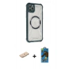 MARSİLYAN™- iPhone 11 Pro Max Kılıf Kutup Modern - Siyah 18D Cam Ekran Koruyucu + Renkli Kamera Lens Koruma Cam - MI
