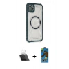MARSİLYAN™- iPhone 11 Pro Max Kılıf Kutup Modern - Siyah 18D Cam Ekran Koruyucu + Kamera Lens Koruma Cam - SF