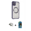 MARSİLYAN™- iPhone 11 Pro Max Kılıf Kutup Modern - Siyah 18D Cam Ekran Koruyucu + Pers Alüminyum Kamera Lens - YL