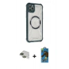MARSİLYAN™- iPhone 11 Pro Max Kılıf Kutup Modern - Siyah 18D Cam Ekran Koruyucu + Pers Alüminyum Kamera Lens - YL
