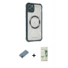 MARSİLYAN™- iPhone 11 Pro Max Kılıf Kutup Modern - Siyah 20D Premium Cam Ekran Koruyucu + Metal Kamera Lens Koruma Cam - GD