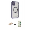 MARSİLYAN™- iPhone 11 Pro Max Kılıf Kutup Modern - Siyah 20D Premium Cam Ekran Koruyucu + Renkli Kamera Lens Koruma Cam - MI
