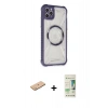 MARSİLYAN™- iPhone 11 Pro Max Kılıf Kutup Modern - Siyah 20D Premium Cam Ekran Koruyucu + Renkli Kamera Lens Koruma Cam - PE