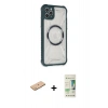 MARSİLYAN™- iPhone 11 Pro Max Kılıf Kutup Modern - Siyah 20D Premium Cam Ekran Koruyucu + Renkli Kamera Lens Koruma Cam - PE