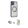 MARSİLYAN™- iPhone 11 Pro Max Kılıf Kutup Modern - Siyah 20D Premium Cam Ekran Koruyucu + Pers Alüminyum Kamera Lens - SH