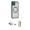 MARSİLYAN™- iPhone 11 Pro Max Kılıf Kutup Modern - Siyah 20D Premium Cam Ekran Koruyucu + Pers Alüminyum Kamera Lens - KI