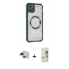MARSİLYAN™- iPhone 11 Pro Max Kılıf Kutup Modern - Siyah 20D Premium Cam Ekran Koruyucu + Pers Alüminyum Kamera Lens - SH