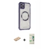 MARSİLYAN™- iPhone 11 Pro Max Kılıf Kutup Modern - Siyah 20D Premium Cam Ekran Koruyucu + Renkli Kamera Lens Koruma Cam - TU