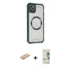 MARSİLYAN™- iPhone 11 Pro Max Kılıf Kutup Modern - Siyah 20D Premium Cam Ekran Koruyucu + Renkli Kamera Lens Koruma Cam - TU