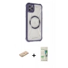 MARSİLYAN™- iPhone 11 Pro Max Kılıf Kutup Modern - Siyah 20D Premium Cam Ekran Koruyucu + Renkli Kamera Lens Koruma Cam - SI