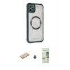 MARSİLYAN™- iPhone 11 Pro Max Kılıf Kutup Modern - Siyah 20D Premium Cam Ekran Koruyucu + Renkli Kamera Lens Koruma Cam - SI