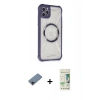 MARSİLYAN™- iPhone 11 Pro Max Kılıf Kutup Modern - Siyah 20D Premium Cam Ekran Koruyucu + Shine Kamera Lens Koruma Cam - SH