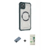 MARSİLYAN™- iPhone 11 Pro Max Kılıf Kutup Modern - Siyah 20D Premium Cam Ekran Koruyucu + Shine Kamera Lens Koruma Cam - SH