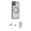 MARSİLYAN™- iPhone 11 Pro Max Kılıf Kutup Modern - Siyah 20D Premium Cam Ekran Koruyucu + Renkli Kamera Lens Koruma Cam - YL