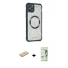 MARSİLYAN™- iPhone 11 Pro Max Kılıf Kutup Modern - Siyah 20D Premium Cam Ekran Koruyucu + Renkli Kamera Lens Koruma Cam - YL